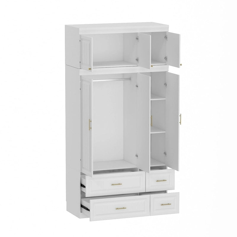 FUFU&GAGA Grande Armoire Combo Penderie Placard de Rangement Blanc