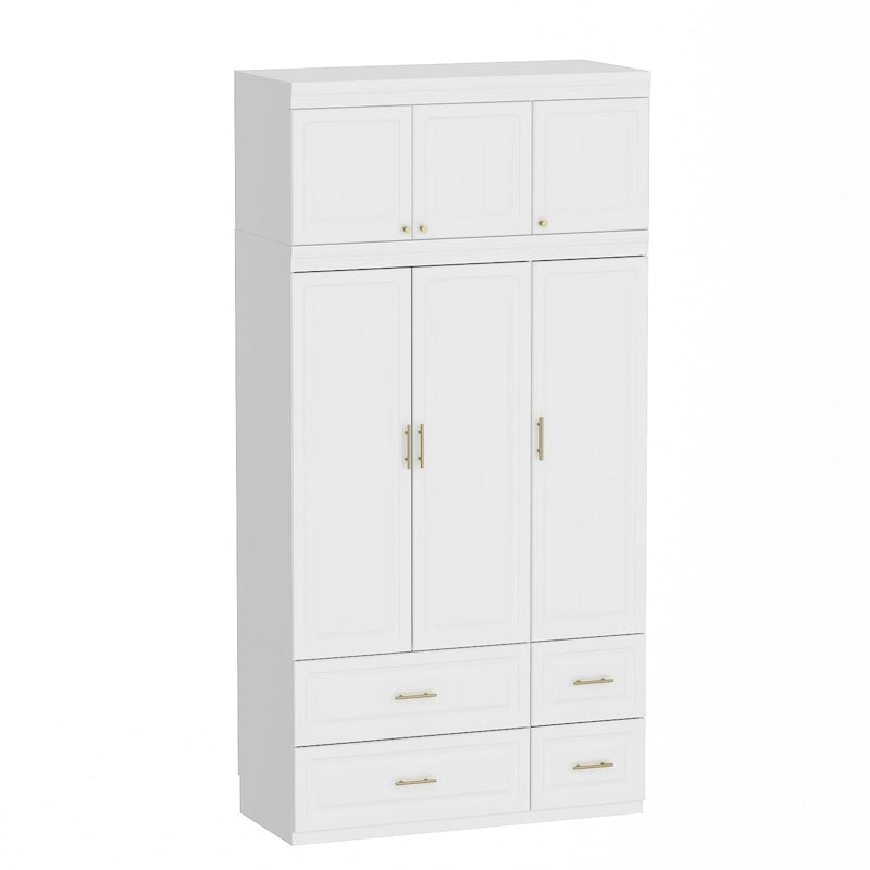 FUFU&GAGA Grande Armoire Combo Penderie Placard de Rangement Blanc