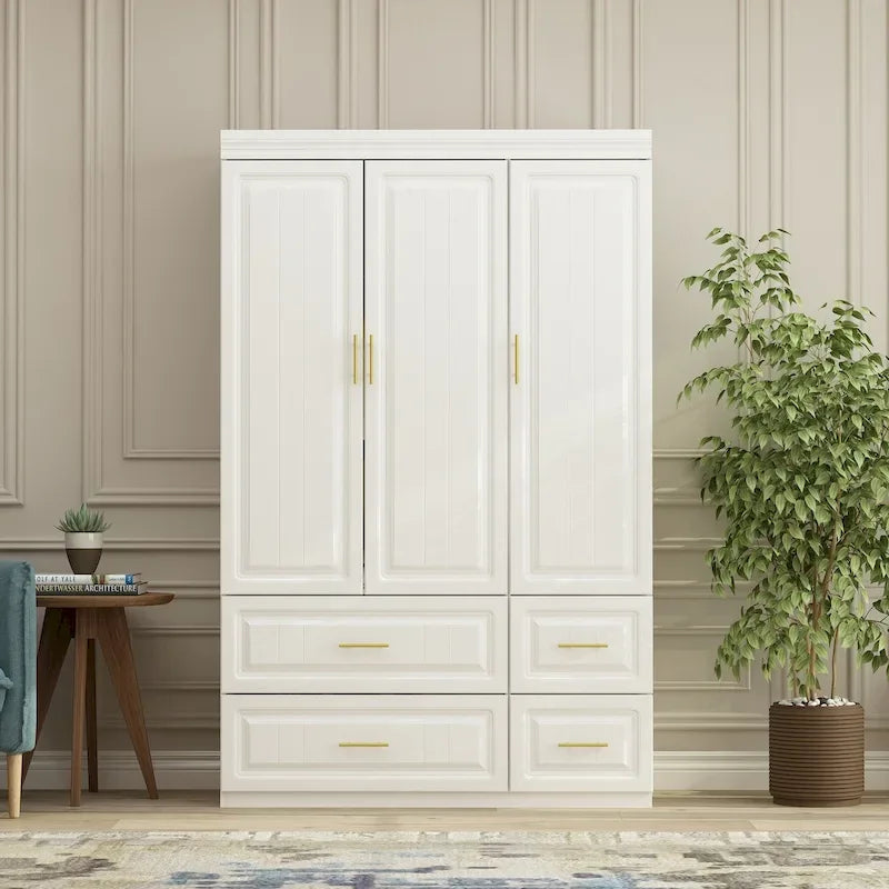 FUFU&GAGA Grande Armoire Combo Penderie Placard de Rangement Blanc