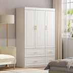 FUFU&GAGA Grande Armoire Combo Penderie Placard de Rangement Blanc