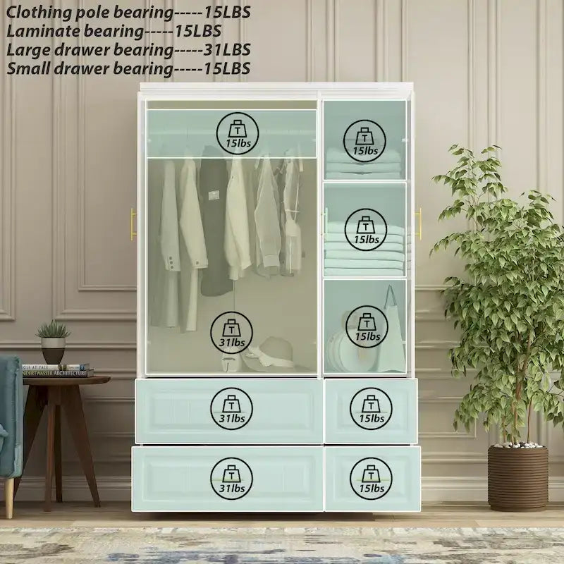FUFU&GAGA Grande Armoire Combo Penderie Placard de Rangement Blanc