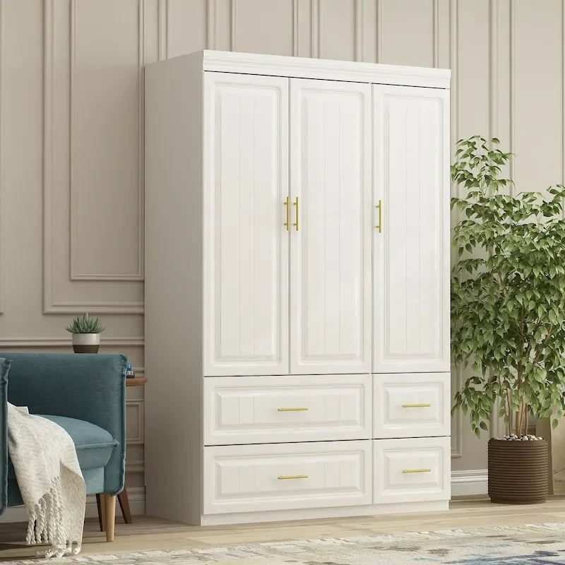 FUFU&GAGA Grande Armoire Combo Penderie Placard de Rangement Blanc