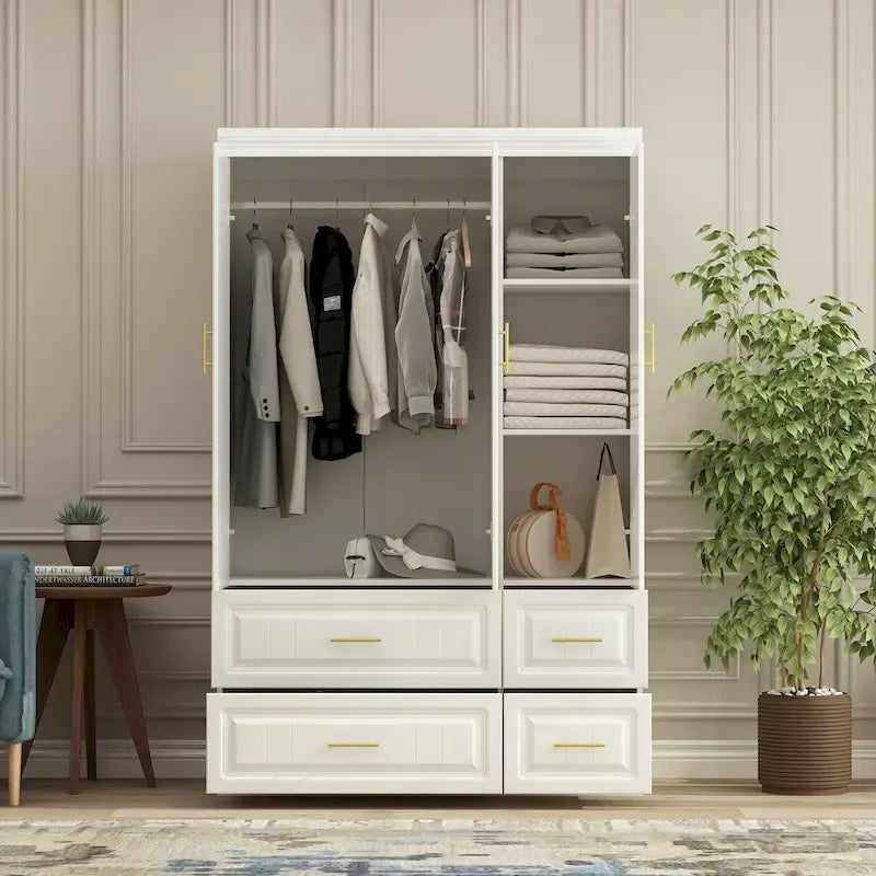 FUFU&GAGA Grande Armoire Combo Penderie Placard de Rangement Blanc