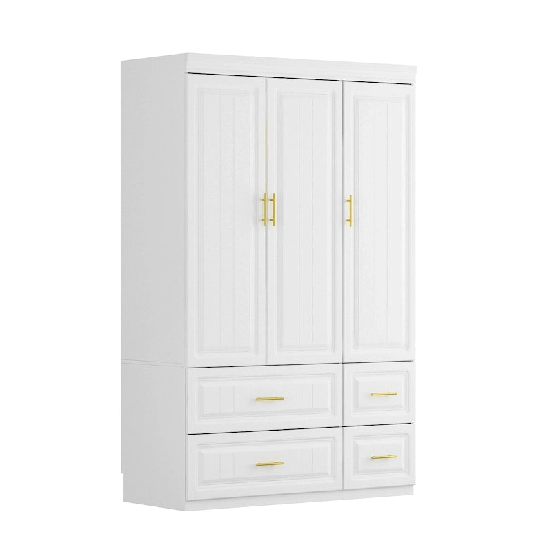 FUFU&GAGA Grande Armoire Combo Penderie Placard de Rangement Blanc