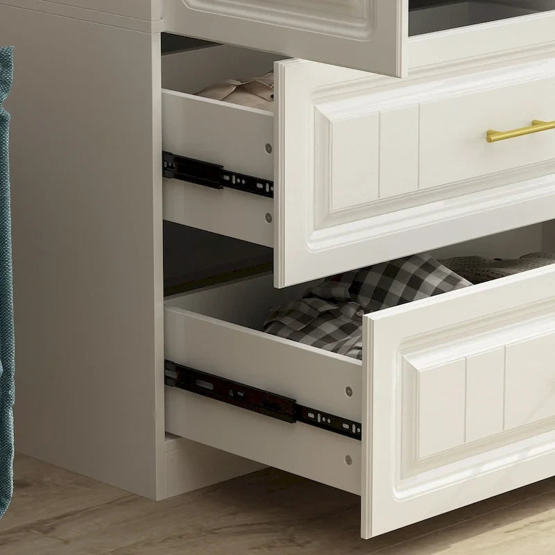 FUFU&GAGA Grande Armoire Combo Penderie Placard de Rangement Blanc