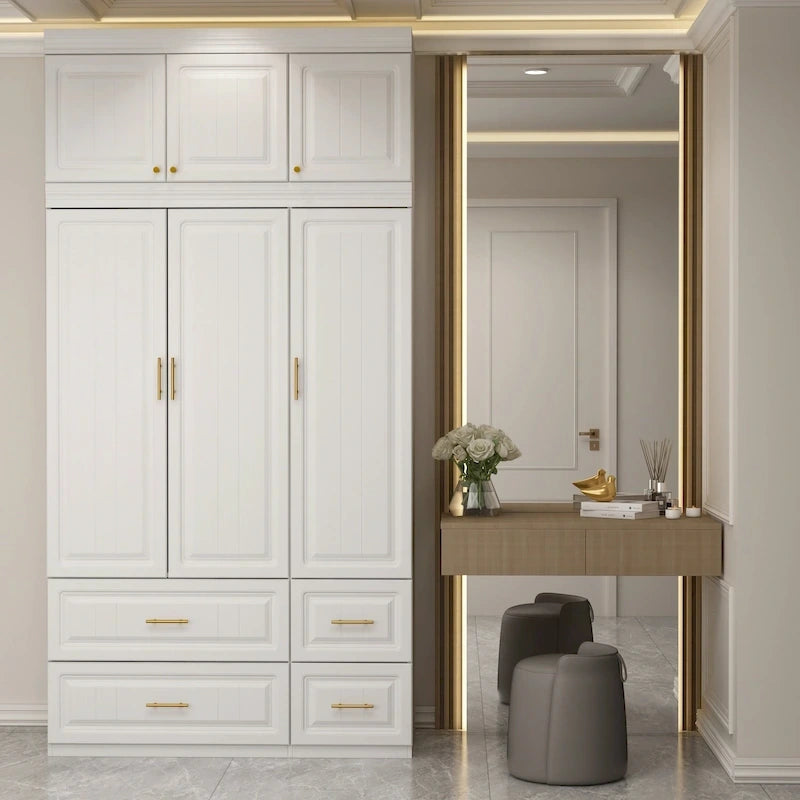 FUFU&GAGA Grande Armoire Combo Penderie Placard de Rangement Blanc