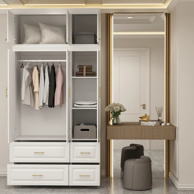 FUFU&GAGA Grande Armoire Combo Penderie Placard de Rangement Blanc