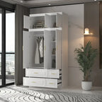 FUFU&GAGA Grande Armoire Combo Penderie Placard de Rangement Blanc