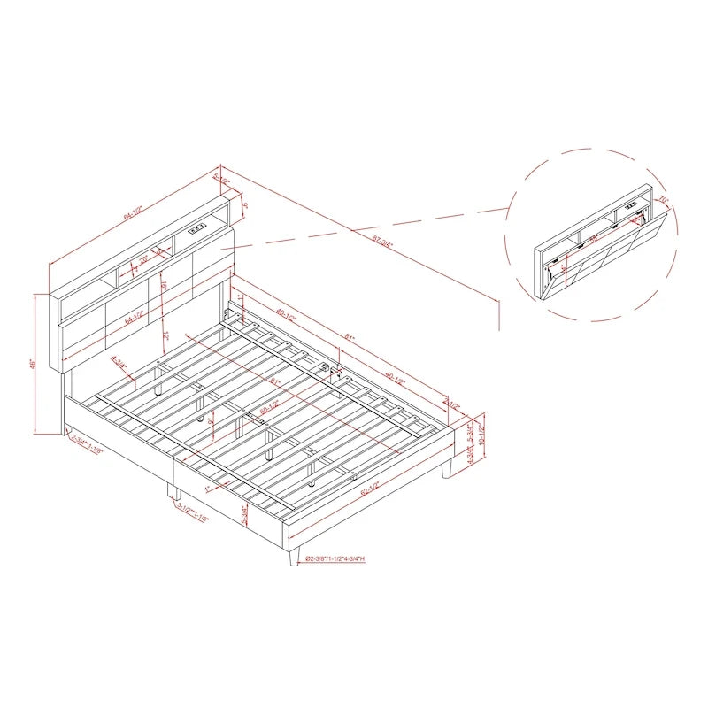 Lit de rangement rembourré Rosdale Grey avec ports USB par Furniture of America