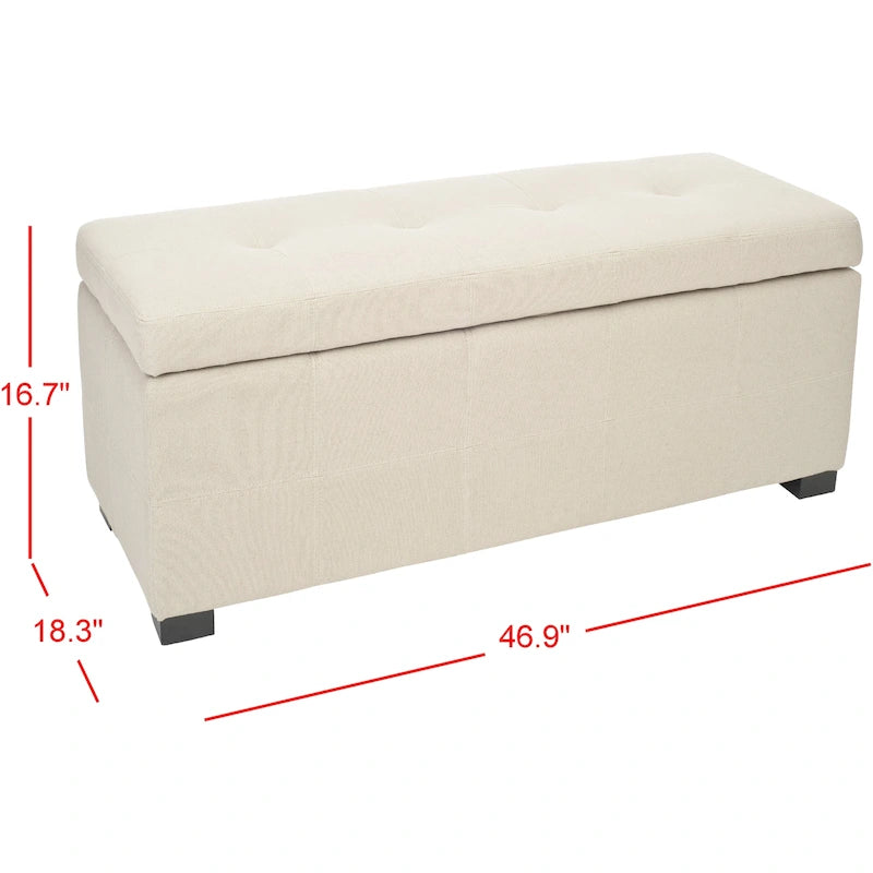 Banc de rangement large SAFAVIEH Harper en cuir bicast capitonné marron - 46,9 x 18,3 x 16,7 - 47Lx18Px17H