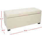 Banc de rangement large SAFAVIEH Harper en cuir bicast capitonné marron - 46,9 x 18,3 x 16,7 - 47Lx18Px17H