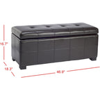 Banc de rangement large SAFAVIEH Harper en cuir bicast capitonné marron - 46,9 x 18,3 x 16,7 - 47Lx18Px17H