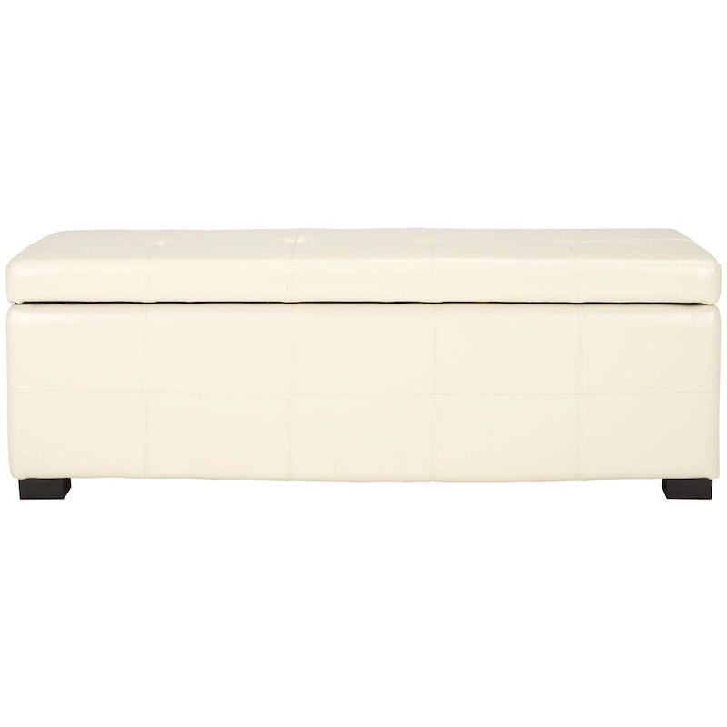 Banc de rangement large SAFAVIEH Harper en cuir bicast capitonné marron - 46,9 x 18,3 x 16,7 - 47Lx18Px17H