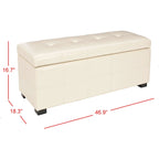 Banc de rangement large SAFAVIEH Harper en cuir bicast capitonné marron - 46,9 x 18,3 x 16,7 - 47Lx18Px17H