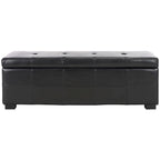 Banc de rangement large SAFAVIEH Harper en cuir bicast capitonné marron - 46,9 x 18,3 x 16,7 - 47Lx18Px17H