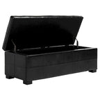 Banc de rangement large SAFAVIEH Harper en cuir bicast capitonné marron - 46,9 x 18,3 x 16,7 - 47Lx18Px17H
