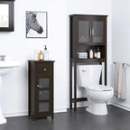 Spirich Home Bathroom Shelf Over The Toilet, Bathroom Cabinet Organizer with Moru Tempered Glass Door