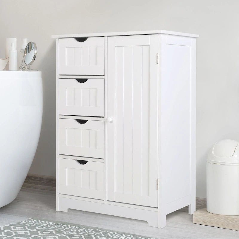 Meuble de Rangement Salle de Bain VEIKOUS sur Pied avec 4 Tiroirs