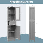 Bathroom Tall Cabinet Freestanding Linen Tower with Doors & Drawer