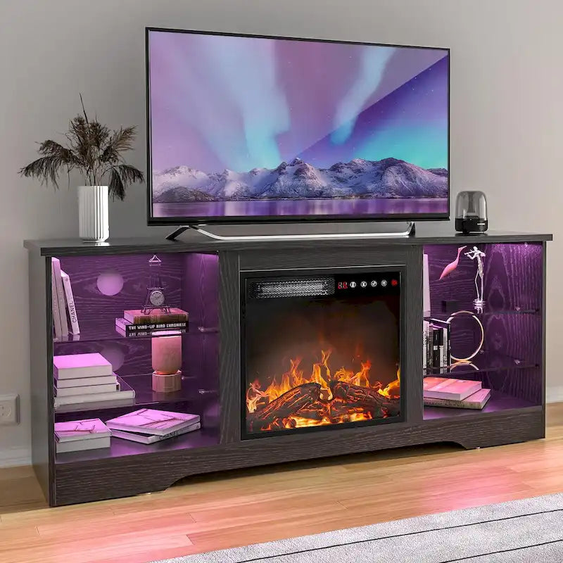 Bossin 58 Fireplace TV Stand with 18 Electric Fireplace,Modern Entertainment Center for 65 TVs,TV Console