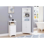 Spirich -Meuble de Rangement Salle de Bain, Colonne d'Angle Haute avec 2 Portes et 3 Étagères, Blanc