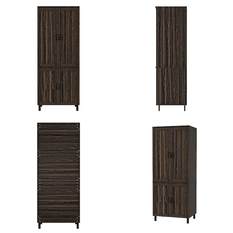 Space-Saving Storage Solution Pantry Cabinet w/Dark Wood Grain Kitchen - 31.5Wx23.6Dx78.7H
