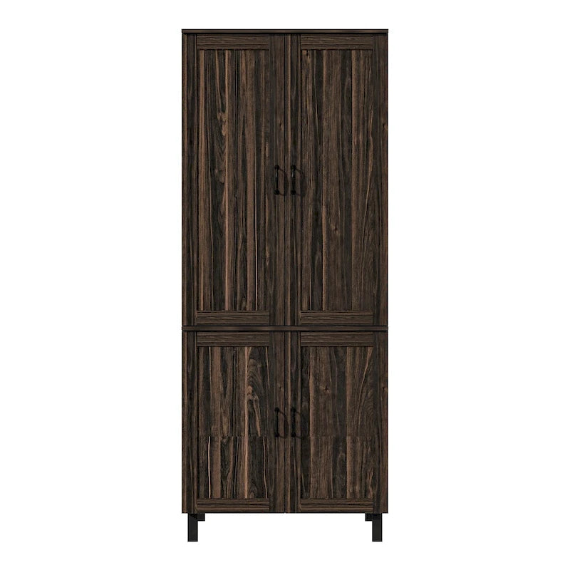 Space-Saving Storage Solution Pantry Cabinet w/Dark Wood Grain Kitchen - 31.5Wx23.6Dx78.7H