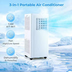 Costway 7100 BTU (10000 BTU ASHRAE) Portable Air Conditioner 3-in-1 10000 BTU AC Unit with Dehumidifier and Cool and Fan