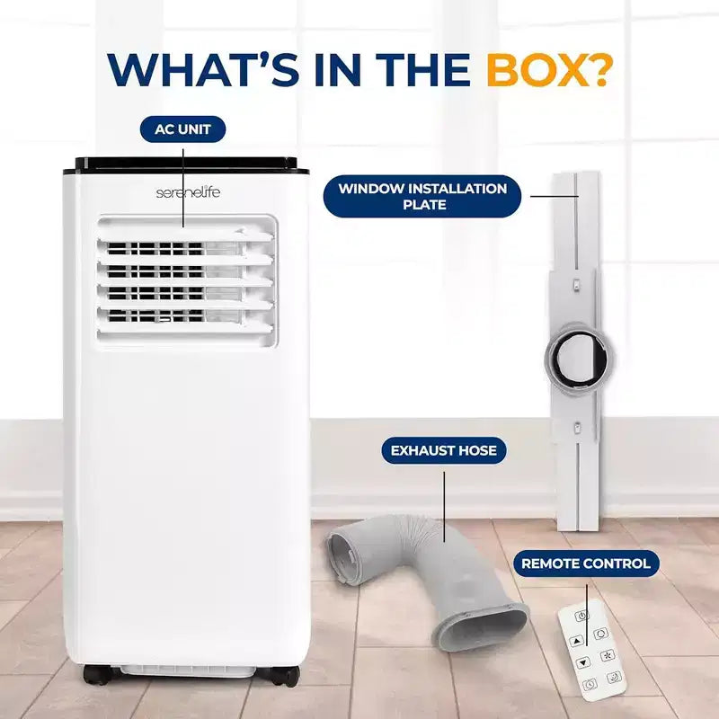 SereneLife SLACP803 Portable Air Conditioner with Dehumidifier & Fan  8000 BTU (White & Black)