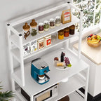 Étagère de cuisine style industriel, étagère à micro-ondes marron/noir, étagère de rangement blanche à 5 niveaux, meuble de cuisine avec huche