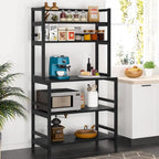 Étagère de cuisine style industriel, étagère à micro-ondes marron/noir, étagère de rangement blanche à 5 niveaux, meuble de cuisine avec huche