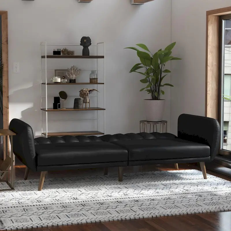 The Novogratz Brittany Faux Leather Futon Sofa Bed