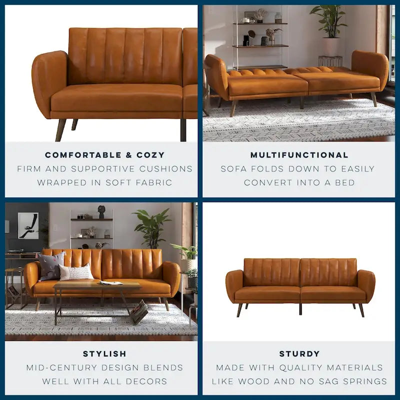 The Novogratz Brittany Faux Leather Futon Sofa Bed