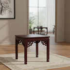 Mesa auxiliar cuadrada estilo Ming en madera oscura