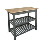 2-shelf Natural Solid Wood Top Kitchen Island - N/A