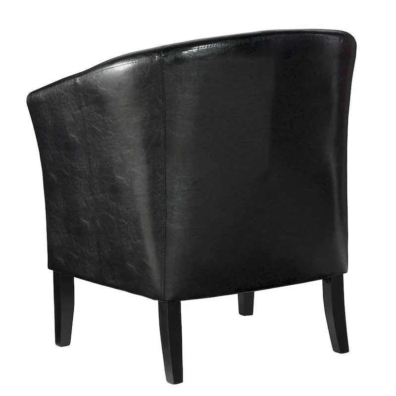 Linon Andrew Barrel Club Chair Jet Black Upholstery