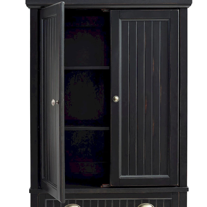 Alacena de cocina negra desgastada