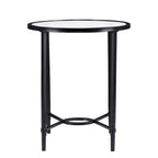SEI Furniture Quaker Metal Scrollwork Oval Side Table with Beveled Tempered Glass
