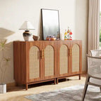 Lot de 2 buffets en rotin, buffet de 150 cm avec portes, meuble d'appoint