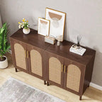 Lot de 2 buffets en rotin, buffet de 150 cm avec portes, meuble d'appoint