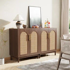 Lot de 2 buffets en rotin, buffet de 150 cm avec portes, meuble d'appoint