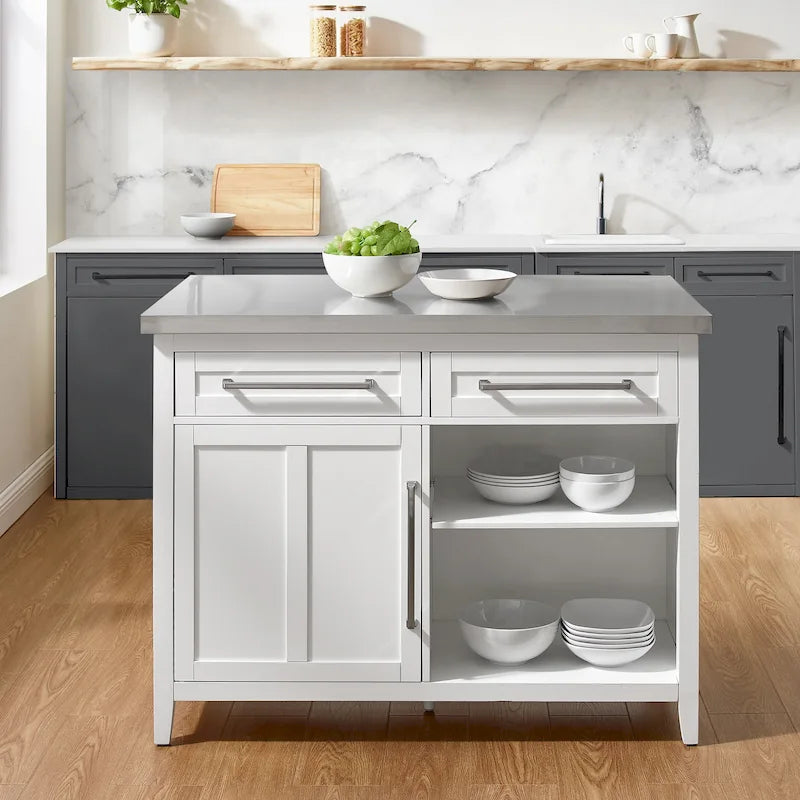 Îlot de cuisine en acier inoxydable Crosley Silvia - 28p x 46L x 36,5H