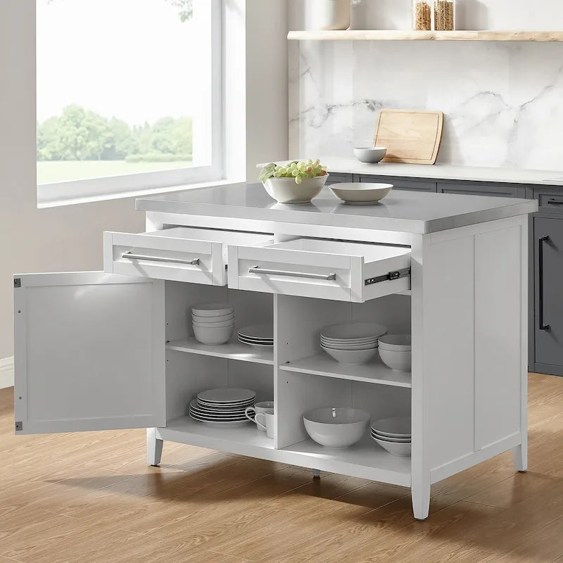 Îlot de cuisine en acier inoxydable Crosley Silvia - 28p x 46L x 36,5H