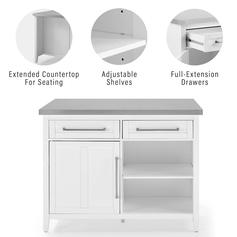 Îlot de cuisine en acier inoxydable Crosley Silvia - 28p x 46L x 36,5H