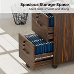 2-Drawer Rolling Wood File Cabinet with Lock