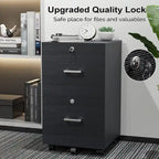 2-Drawer Rolling Wood File Cabinet with Lock
