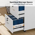 2-Drawer Rolling Wood File Cabinet with Lock