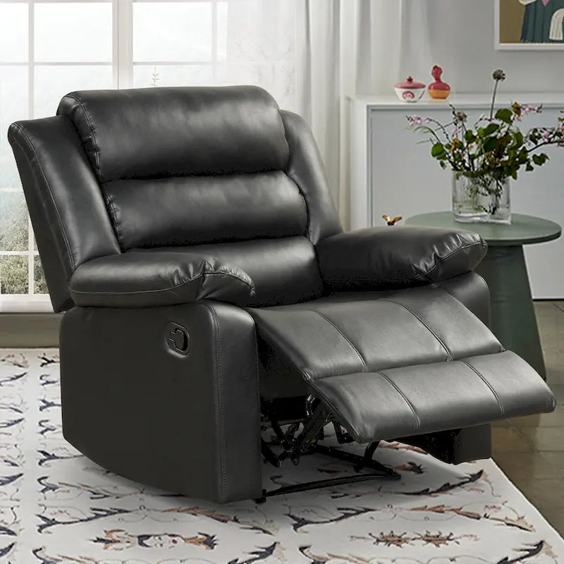Fauteuil inclinable manuel en cuir PU respirant avec accoudoirs et dossier surrembourrés