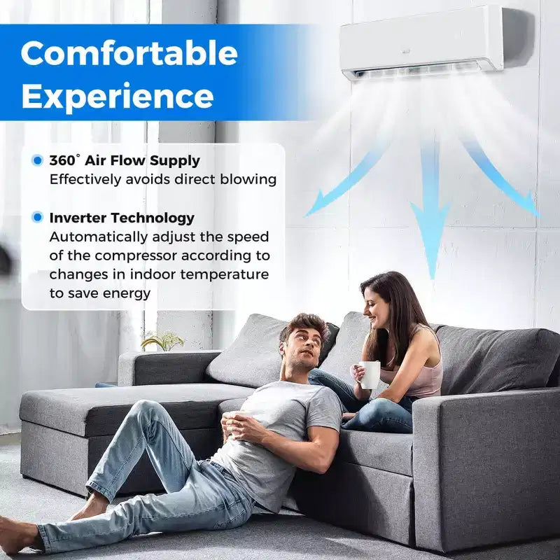 Costway 18000BTU Wifi Enabled Mini Split Air Conditioner & Heater with Heat Pump White/Black