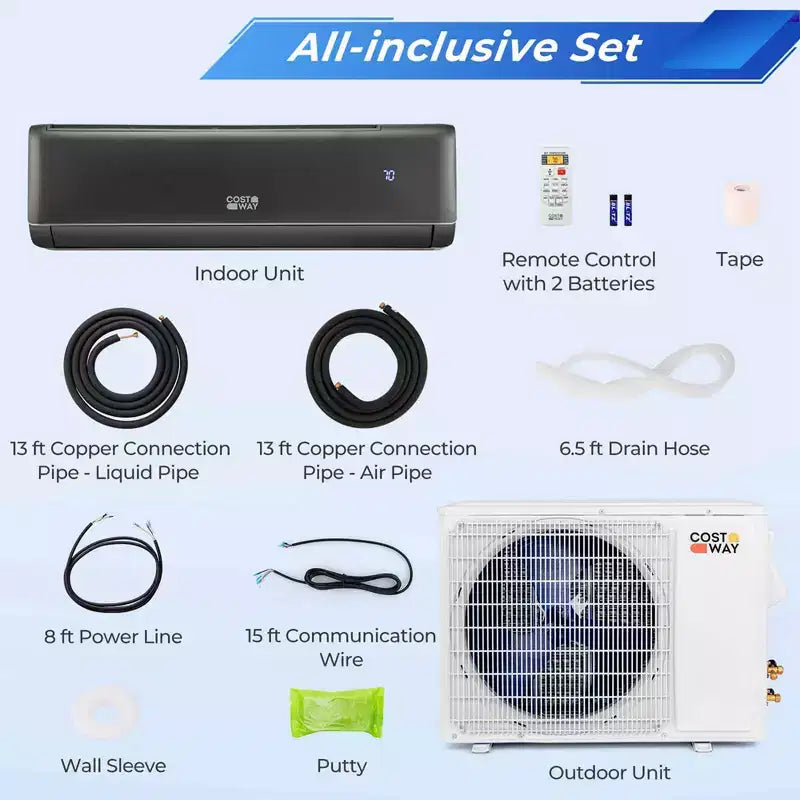 Climatiseur et Chauffage Mini Split Costway 12000 BTU avec Pompe à Chaleur